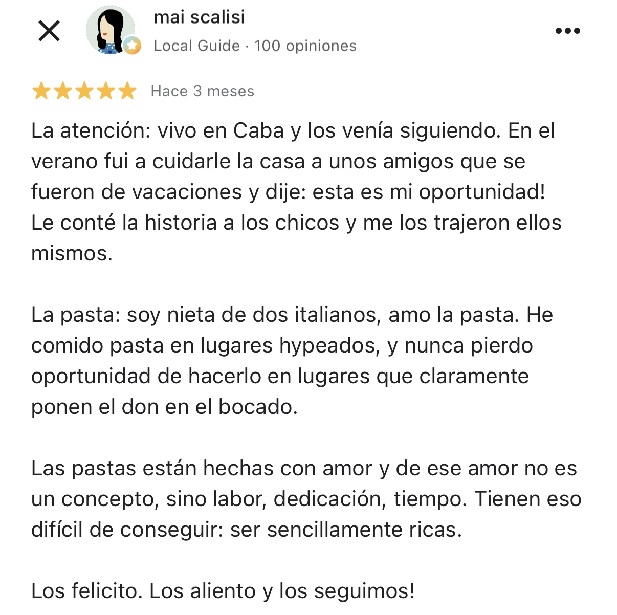 Reseña de cliente